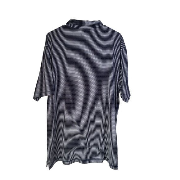 LINKSOUL Mens XL Short Sleeve Polo Shirt Golf Athleisure Navy Blue White Stripe - Picture 2 of 6